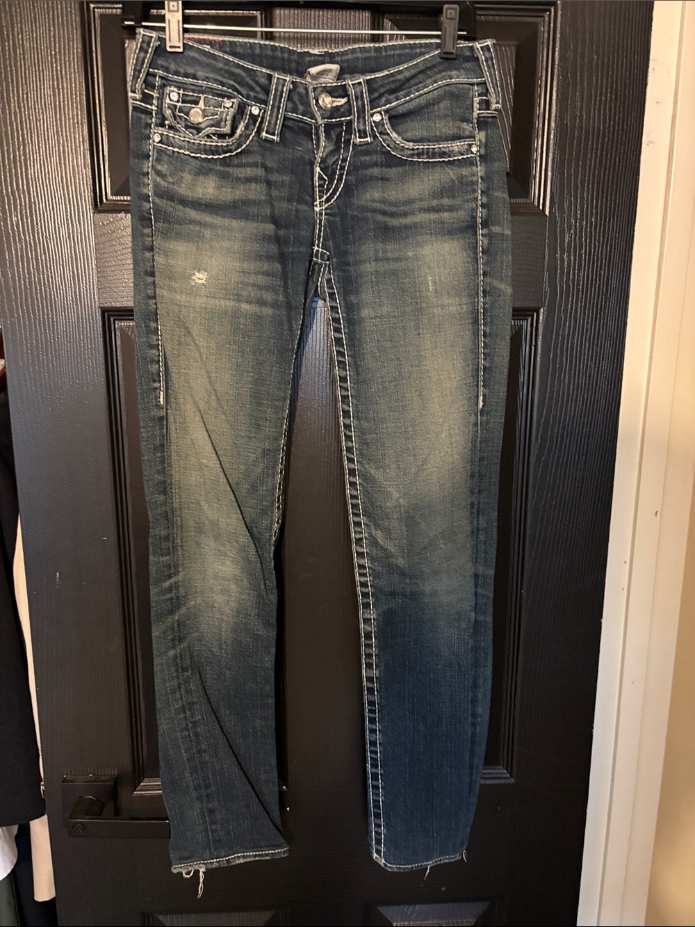 True Religion Women's Skinny Jeans in Faded Indigo Blue